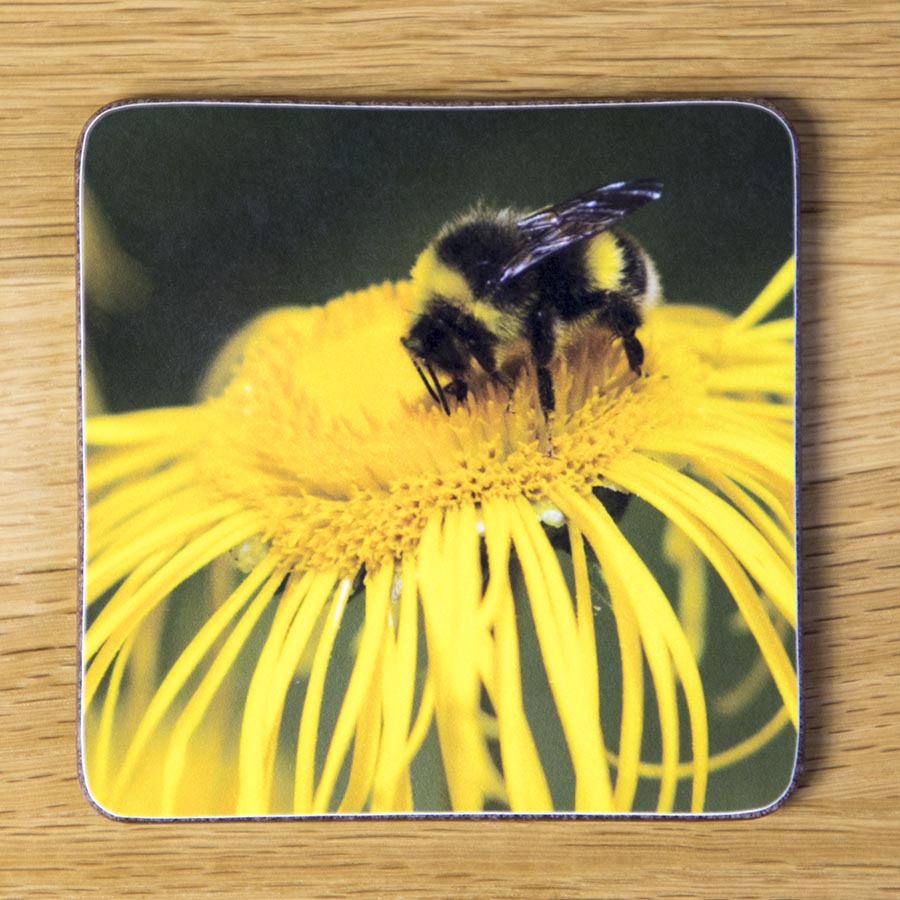 Yellow Flower with Bee, drink coaster